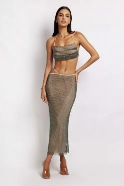 BSD Two Piece Sets Casey Mesh Diamante Halter Crop - Iridescent Black 14 BSD Two Piece Sets Casey Mesh Diamante Halter Crop - Iridescent Black