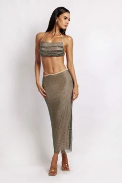 BSD Two Piece Sets Casey Mesh Diamante Halter Crop - Iridescent Black 11 BSD Two Piece Sets Casey Mesh Diamante Halter Crop - Iridescent Black