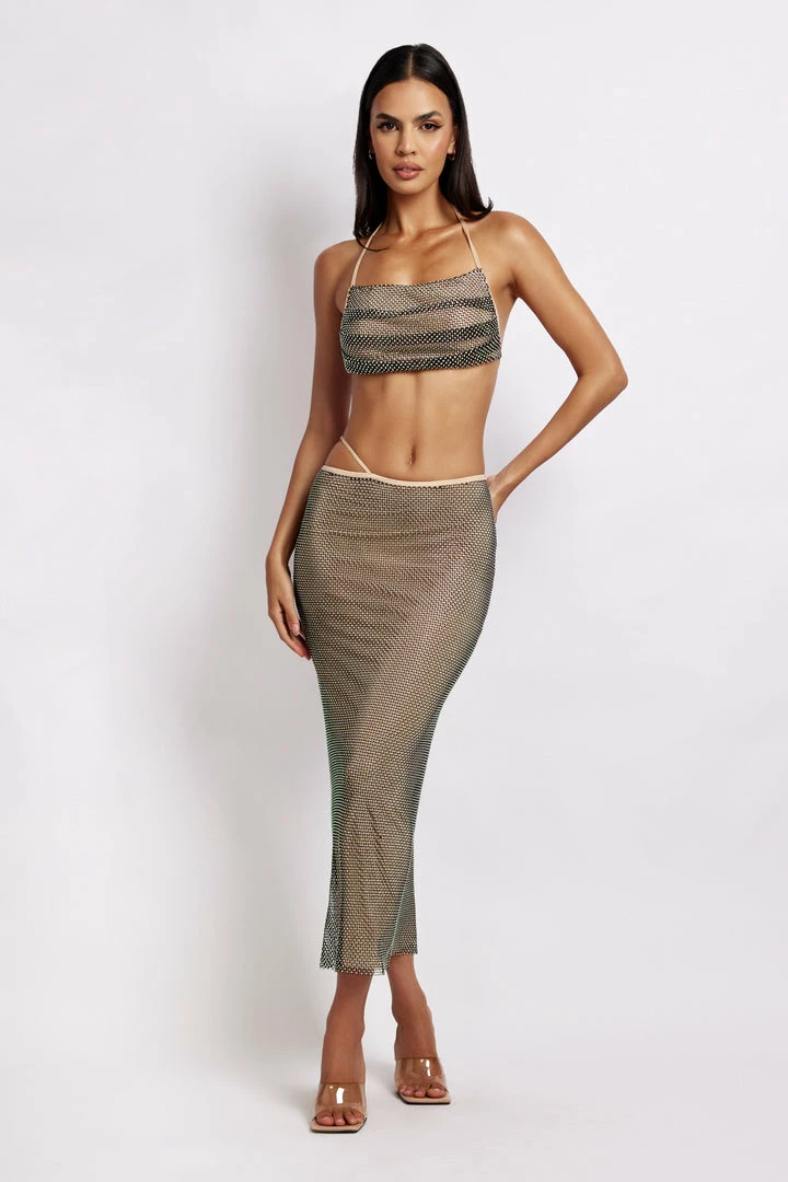 WDN Rayne Mesh Diamante Midi Skirt - Iridescent Black 8 WDN Rayne Mesh Diamante Midi Skirt - Iridescent Black