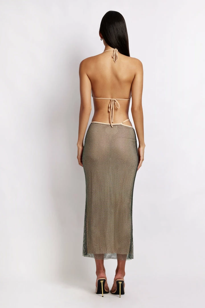 BSD Two Piece Sets Casey Mesh Diamante Halter Crop - Iridescent Black 3 BSD Two Piece Sets Casey Mesh Diamante Halter Crop - Iridescent Black