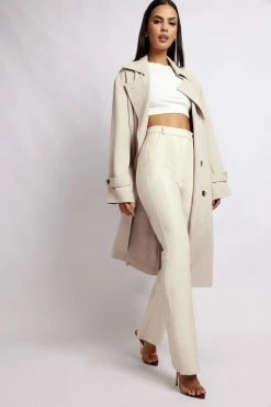 WNT Keily Super Oversized Trench Coat - Bone