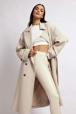 WNT All Bottoms Tyra Croc Straight Leg Faux Leather Pants - Cream