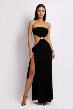ROM DRESSES Sierra Strapless Shimmer Dress - Black Shimmer
