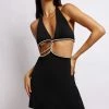 AMC Nicha Halter Mini Dress With Cut Outs - Black
