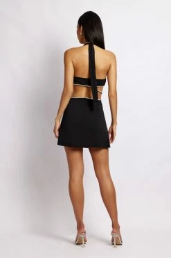 AMC Nicha Halter Mini Dress With Cut Outs - Black