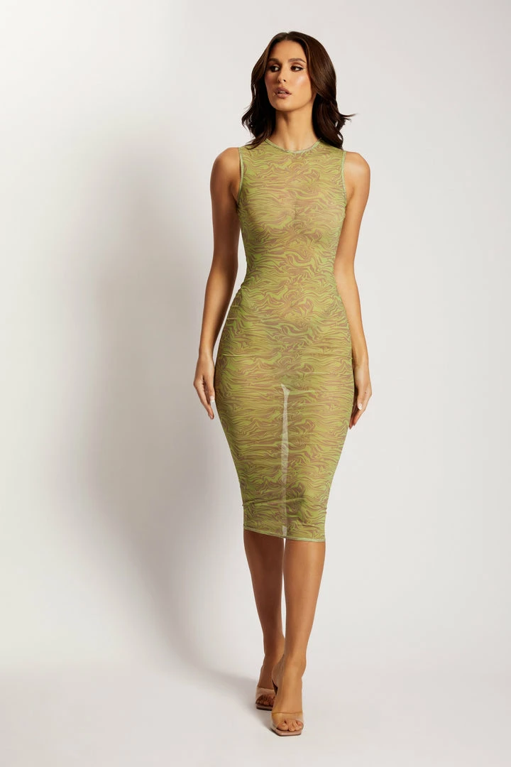 ROM Bonnie Sleeveless Midi Dress - Green Retrograde 4 ROM Bonnie Sleeveless Midi Dress - Green Retrograde