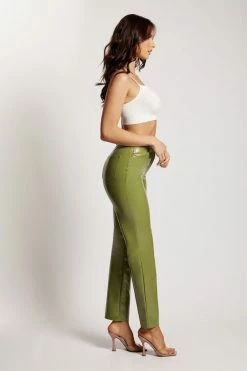 WNT Oakleigh Straight Leg Patent Pants - Green Two Piece Sets
