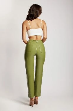 WNT Oakleigh Straight Leg Patent Pants - Green Two Piece Sets