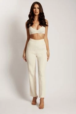 EMS Deanna Wide Leg Knitted Pants - Cream All Bottoms