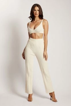 EMS Deanna Wide Leg Knitted Pants - Cream All Bottoms