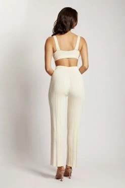 EMS Deanna Wide Leg Knitted Pants - Cream All Bottoms