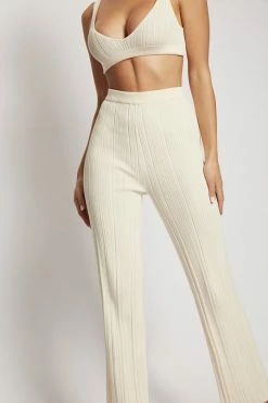 EMS Deanna Wide Leg Knitted Pants - Cream All Bottoms