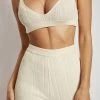 EMS All Tops Jillian Ribbed Super Crop Knitted Bralette - Cream