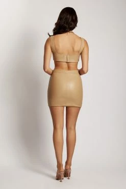 WNG Kasia Faux Leather Mini Skirt - Camel Two Piece Sets 11 WNG Kasia Faux Leather Mini Skirt - Camel Two Piece Sets