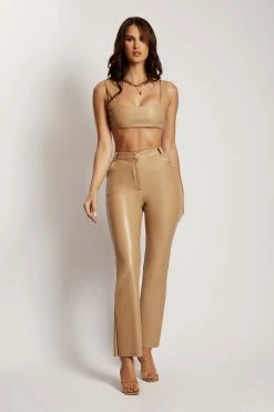 WNT Mahla Faux Leather Square Neck Crop - Camel 17 WNT Mahla Faux Leather Square Neck Crop - Camel