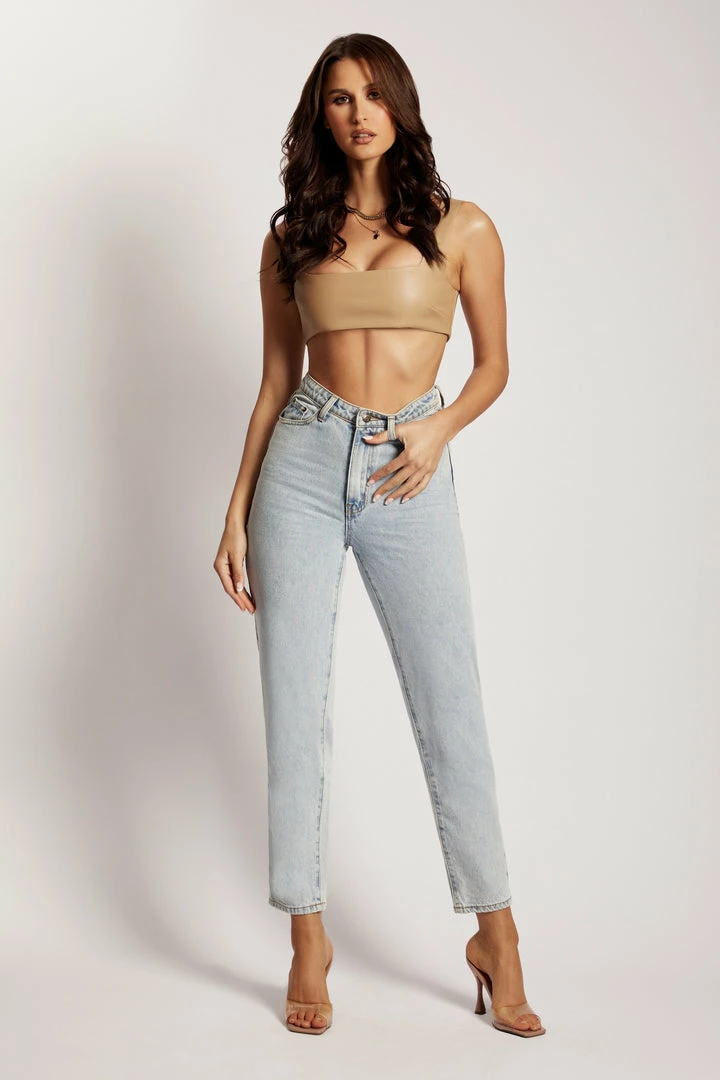 WNT Mahla Faux Leather Square Neck Crop - Camel 2 WNT Mahla Faux Leather Square Neck Crop - Camel