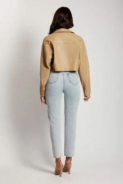 WNG Coats & Jackets Alaia Pu Cropped Jacket - Camel