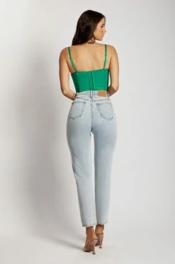 QNG Lake Lace Cami Crop Top - Green