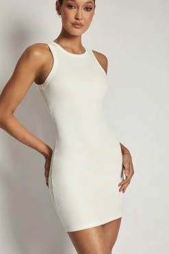 ROM Tina Ribbed Racer Neck Mini Dress - White 18 ROM Tina Ribbed Racer Neck Mini Dress - White