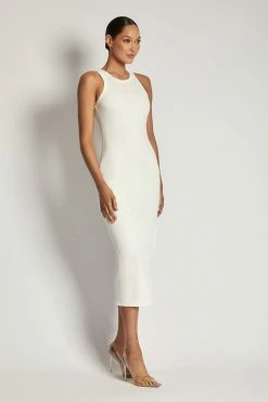 ROM Viola Ribbed Maxi Split Racer Neck Dress - White DRESSES 16 ROM Viola Ribbed Maxi Split Racer Neck Dress - White DRESSES