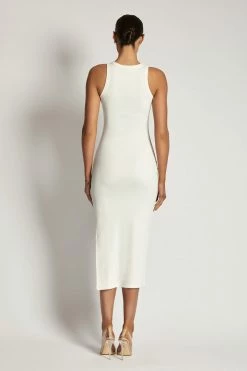 ROM Viola Ribbed Maxi Split Racer Neck Dress - White DRESSES 12 ROM Viola Ribbed Maxi Split Racer Neck Dress - White DRESSES