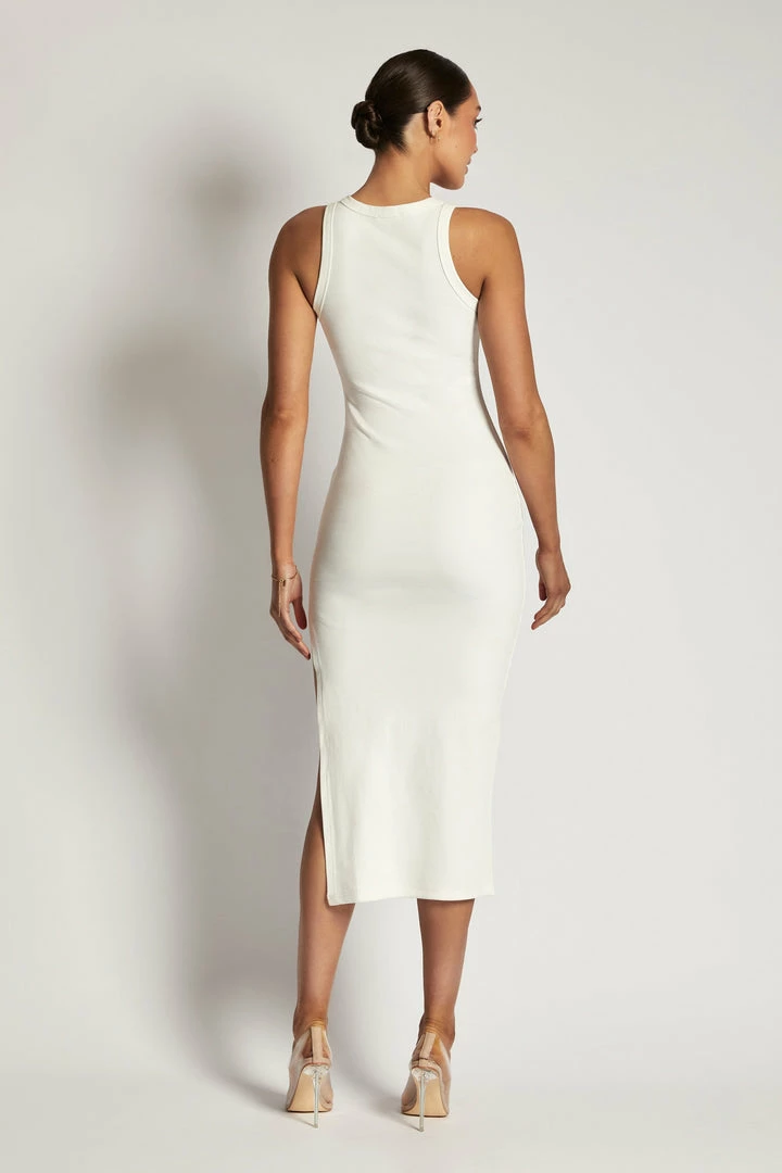 ROM Viola Ribbed Maxi Split Racer Neck Dress - White DRESSES 9 ROM Viola Ribbed Maxi Split Racer Neck Dress - White DRESSES