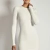 ROM Vivienne Ribbed Long Sleeve Mini Dress - White