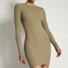 ROM Vivienne Ribbed Long Sleeve Mini Dress - Moss