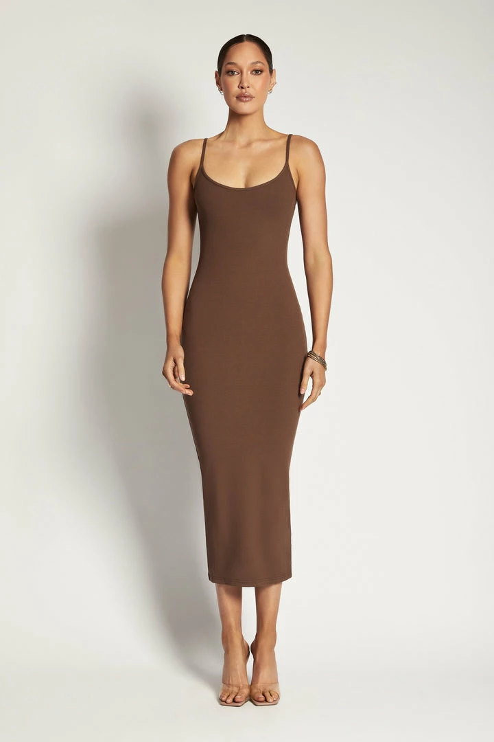 ROM Alexis Ribbed Cami Midi Dress - Chocolate 5 ROM Alexis Ribbed Cami Midi Dress - Chocolate