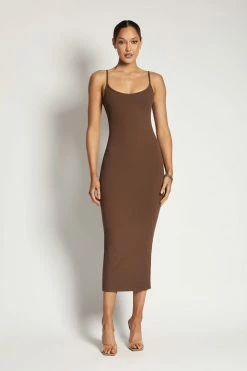 ROM Alexis Ribbed Cami Midi Dress - Chocolate 20 ROM Alexis Ribbed Cami Midi Dress - Chocolate