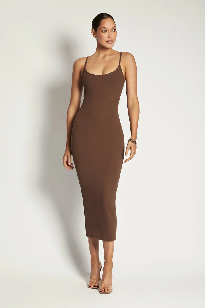 ROM Alexis Ribbed Cami Midi Dress - Chocolate 1 ROM Alexis Ribbed Cami Midi Dress - Chocolate