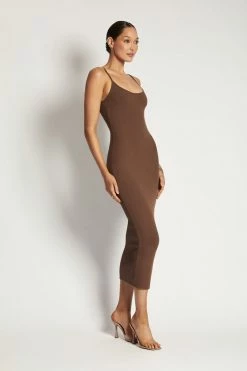 ROM Alexis Ribbed Cami Midi Dress - Chocolate 14 ROM Alexis Ribbed Cami Midi Dress - Chocolate