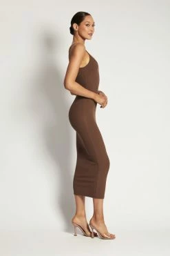 ROM Alexis Ribbed Cami Midi Dress - Chocolate 22 ROM Alexis Ribbed Cami Midi Dress - Chocolate