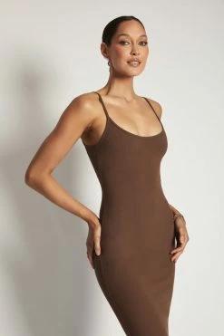 ROM Alexis Ribbed Cami Midi Dress - Chocolate 19 ROM Alexis Ribbed Cami Midi Dress - Chocolate