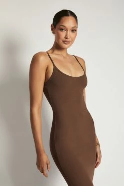 ROM Alexis Ribbed Cami Midi Dress - Chocolate 17 ROM Alexis Ribbed Cami Midi Dress - Chocolate