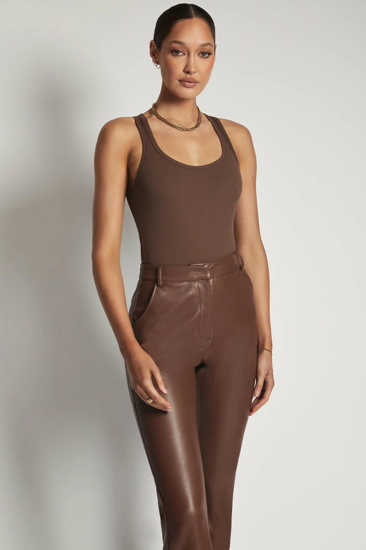 ROM All Tops London Ribbed Racer Back Bodysuit - Chocolate 7 ROM All Tops London Ribbed Racer Back Bodysuit - Chocolate