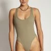 ROM London Ribbed Racer Back Bodysuit - Moss All Tops