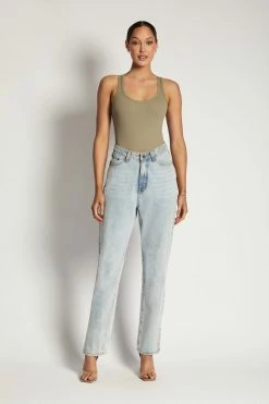 ROM London Ribbed Racer Back Bodysuit - Moss All Tops