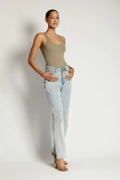 ROM London Ribbed Racer Back Bodysuit - Moss All Tops