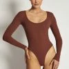 ROM Adara Long Sleeve Ribbed Bodysuit - Spice All Tops