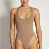 ROM London Ribbed Racer Back Bodysuit - Latte