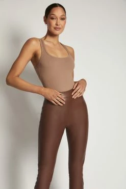 ROM London Ribbed Racer Back Bodysuit - Latte 18 ROM London Ribbed Racer Back Bodysuit - Latte