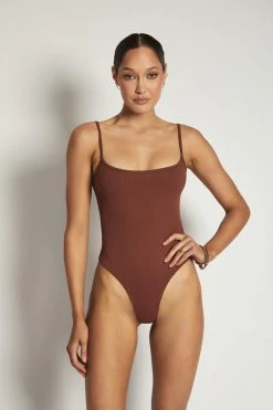 ROM Mika Ribbed Scoop Neck Bodysuit - Spice