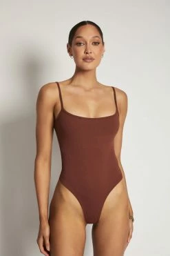 ROM Mika Ribbed Scoop Neck Bodysuit - Spice