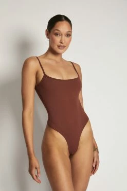 ROM Mika Ribbed Scoop Neck Bodysuit - Spice