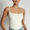 ROM Mika Ribbed Scoop Neck Bodysuit - White