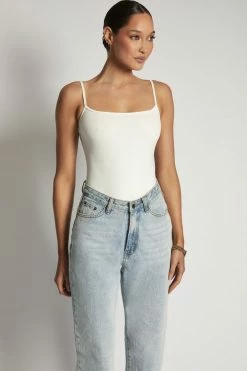 ROM Mika Ribbed Scoop Neck Bodysuit - White