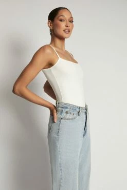 ROM Mika Ribbed Scoop Neck Bodysuit - White