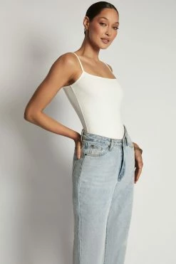 ROM Mika Ribbed Scoop Neck Bodysuit - White