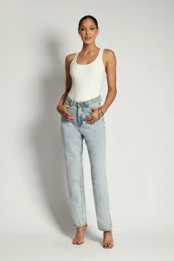 ROM London Ribbed Racer Back Bodysuit - White All Tops 22 ROM London Ribbed Racer Back Bodysuit - White All Tops